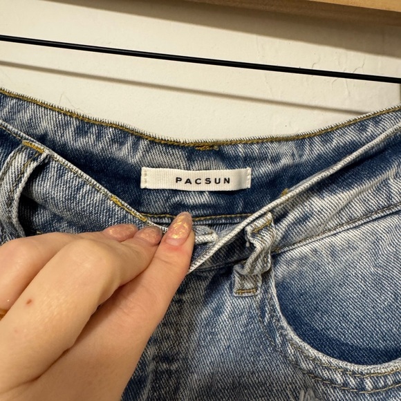 PacSun Distressed Denim Jean Shorts size 24 button fly high waisted cutoffs - Picture 4 of 5